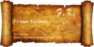 Fromm Kálmán névjegykártya